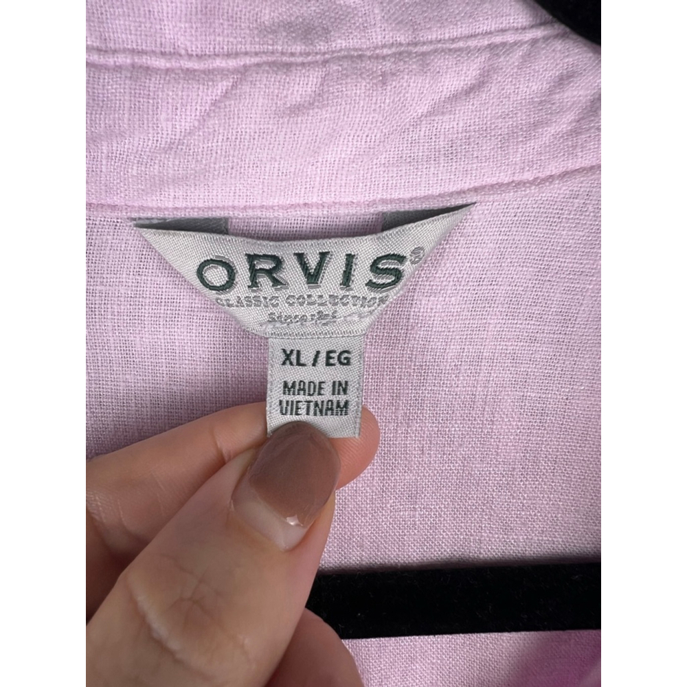 Women's Orvis Pink Linen Blend Button Down Shirt XL - Picture 2 of 7